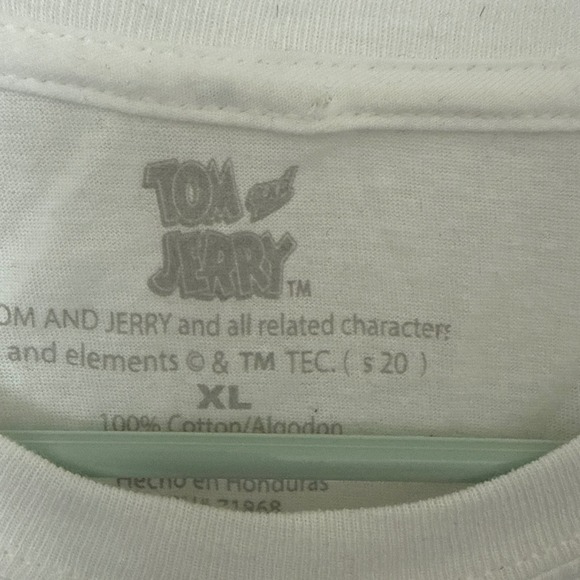 Tom and Jerry Graphic Print T-Shirt White Cartoon XL Menswear - Picture 3 of 4
